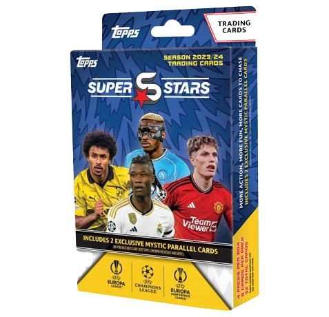 Topps UCL Superstars Saison 2023-24 Trading Cards - 1x Hanger Box