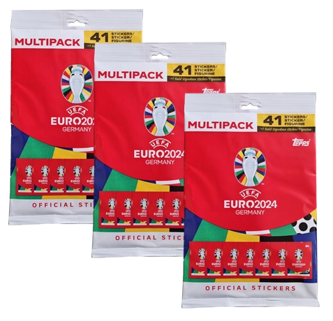Topps UEFA EURO 2024 Sticker Kollektion (SWISS VERSION) Rote Sticker Variante – 3x Multipack