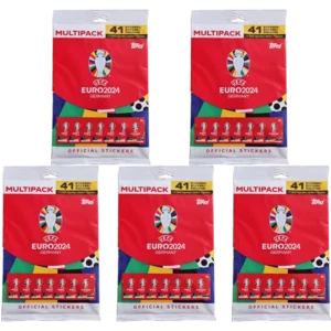 Topps UEFA EURO 2024 Sticker Kollektion (SWISS VERSION) Rote Sticker Variante – 5x Multipack