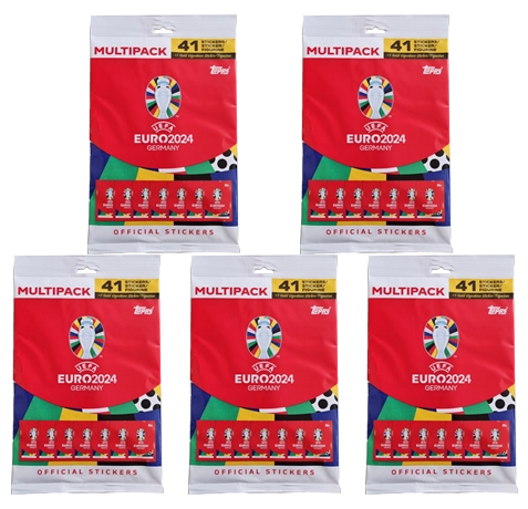 Topps UEFA EURO 2024 Sticker Kollektion (SWISS VERSION) Rote Sticker Variante – 5x Multipack