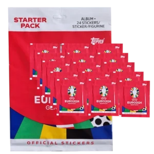 Topps UEFA EURO 2024 Sticker Kollektion (SWISS VERSION) Rote Sticker Variante – 1x Starterpack + 15x Stickertüten