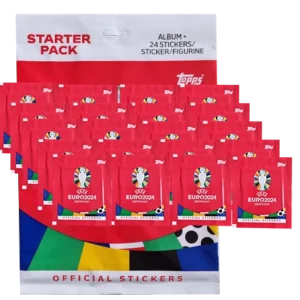 Topps UEFA EURO 2024 Sticker Kollektion (SWISS VERSION) Rote Sticker Variante – 1x Starterpack + 20x Stickertüten