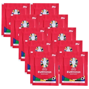 Topps UEFA EURO 2024 Sticker Kollektion (SWISS VERSION) Rote Sticker Variante – 10x Stickertüten