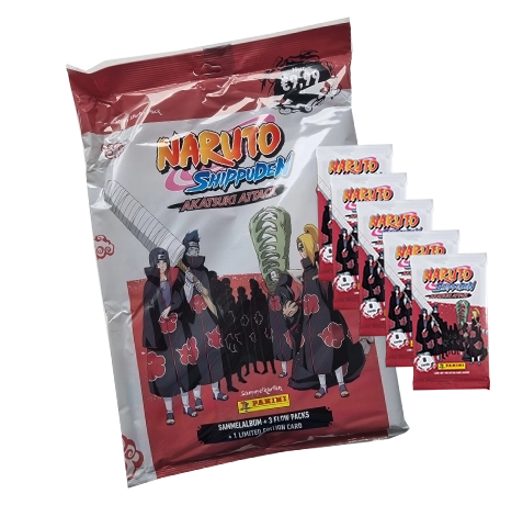 Panini Naruto Shippuden Akatsuki Attax Trading Cards (2024) - 1x Starterpack + 5x Booster Packs