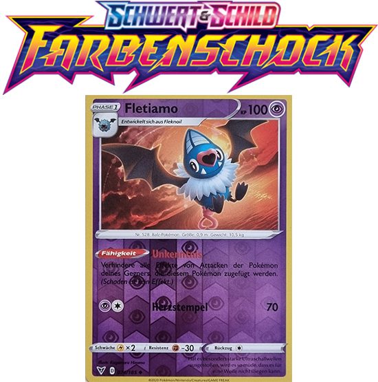 Pokémon Farbenschock Fletiamo 074/185 REVERSE HOLO