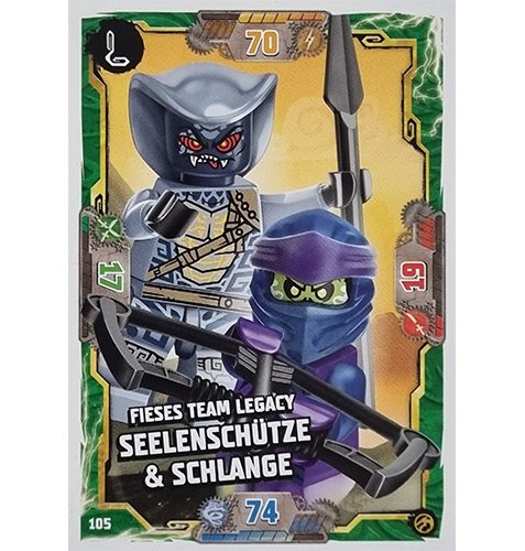 Lego Ninjago Serie 7 Trading Cards Geheimnisse der Tiefe - Nr 105 Fieses Team Legacy Seelenschütze & Schlange