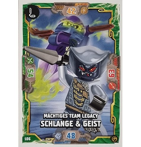 Lego Ninjago Serie 7 Trading Cards Geheimnisse der Tiefe - Nr 106 Mächtiges Team Legacy Schlange & Geist