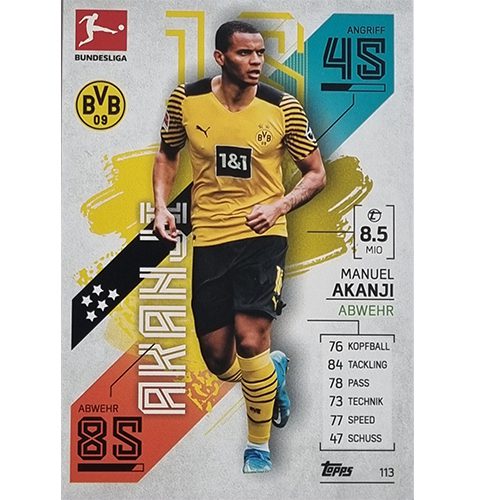 Topps Match Attax Bundesliga 2021/22 Nr 113 Manuel Akanji