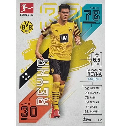 Topps Match Attax Bundesliga 2021/22 Nr 122 Giovanni Reyna