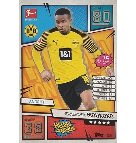 Topps Match Attax Bundesliga 2021/22 Nr 126 Youssoufa Moukoko