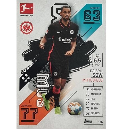 Topps Match Attax Bundesliga 2021/22 Nr 136 Djibril Sow