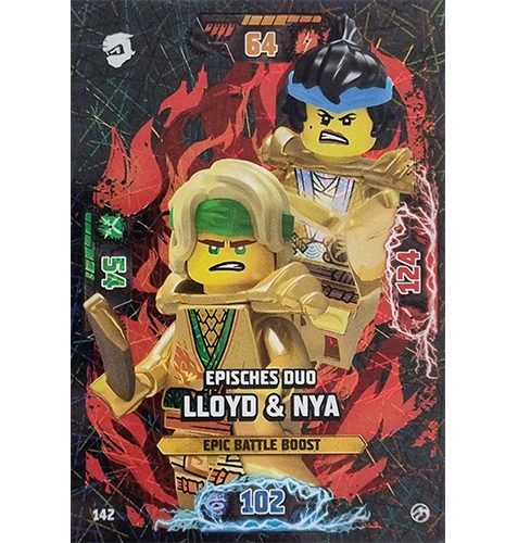 Lego Ninjago Serie 7 Trading Cards Geheimnisse der Tiefe - Nr 142 Episches Duo Lloyd & Nya