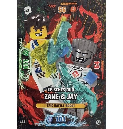 Lego Ninjago Serie 7 Trading Cards Geheimnisse der Tiefe - Nr 144 Episches Duo Zane & Jay