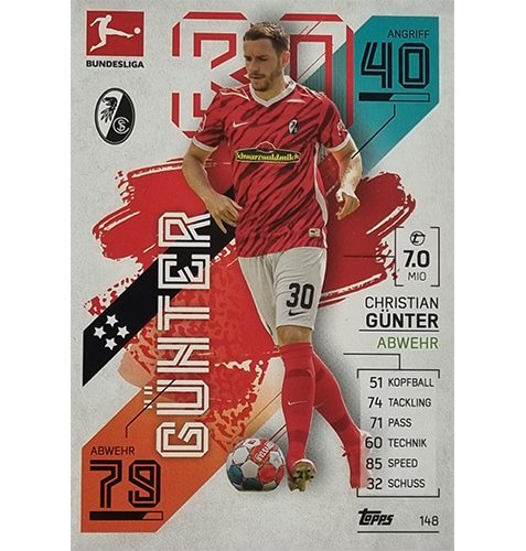 Topps Match Attax Bundesliga 2021/22 Nr 148 Christian Günter