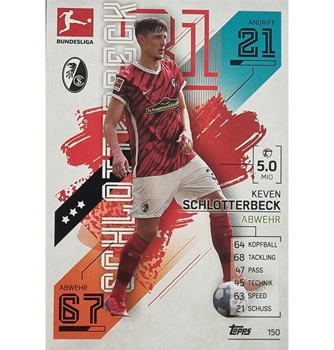 Topps Match Attax Bundesliga 2021/22 Nr 150 Keven Schlotterbeck