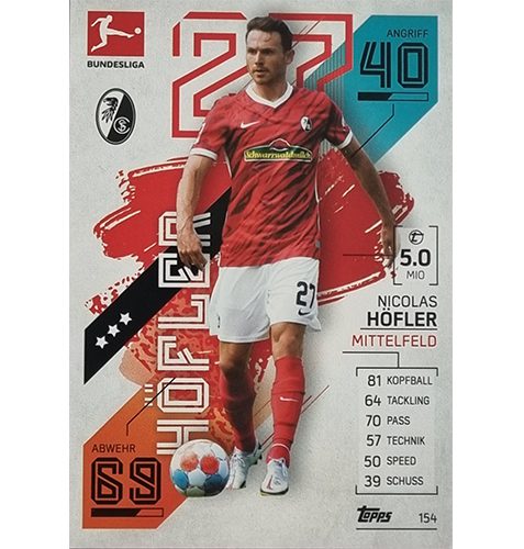 Topps Match Attax Bundesliga 2021/22 Nr 154 Nicolas Höfler