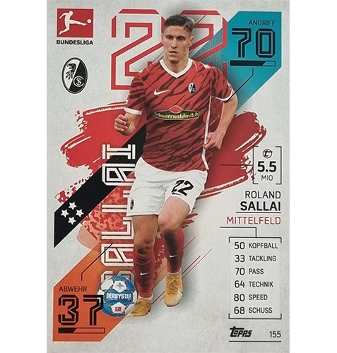 Topps Match Attax Bundesliga 2021/22 Nr 155 Roland SallaiTopps Match Attax Bundesliga 2021/22 Nr 155 Roland Sallai