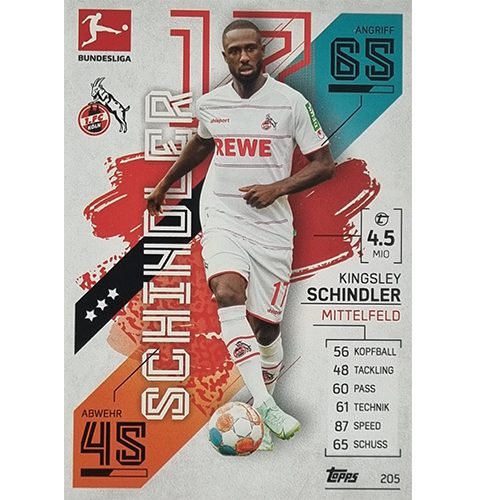 Topps Match Attax Bundesliga 2021/22 Nr 205 Kingsley Schindler