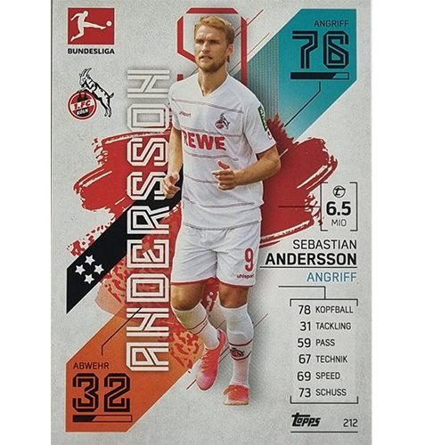 Topps Match Attax Bundesliga 2021/22 Nr 212 Sebastian Andersson