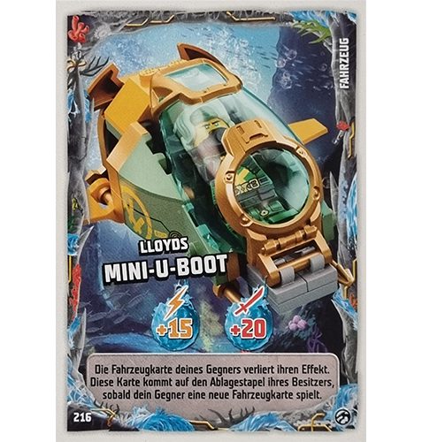 Lego Ninjago Serie 7 Trading Cards Geheimnisse der Tiefe - Nr 216 Lloyds Mini-U-Boot