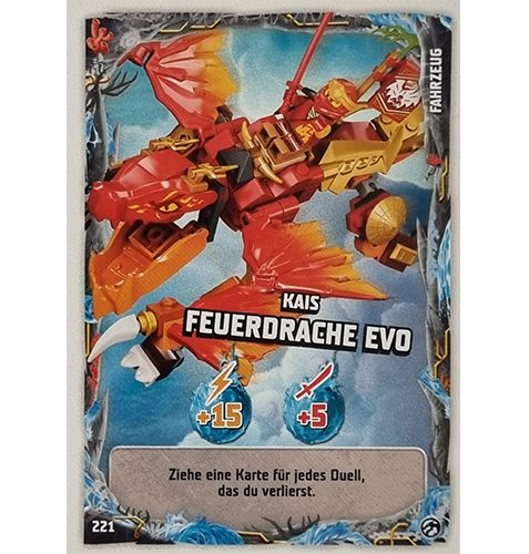 Lego Ninjago Serie 7 Trading Cards Geheimnisse der Tiefe - Nr 221 Kais Feuerdrache Evo