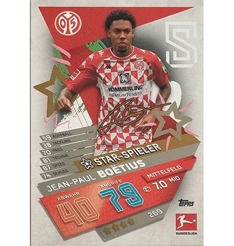 Topps Match Attax Bundesliga 2021/22 Nr 269 Jean Paul Boetius