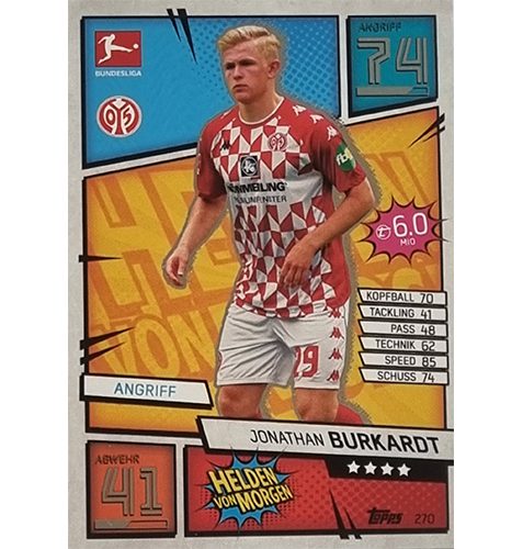 Topps Match Attax Bundesliga 2021/22 Nr 270 Jonathan Burkardt