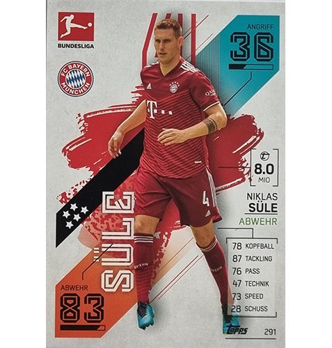 Topps Match Attax Bundesliga 2021/22 Nr 291 Niklas Süle