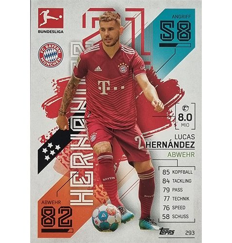 Topps Match Attax Bundesliga 2021/22 Nr 293 Lucas Hernandez