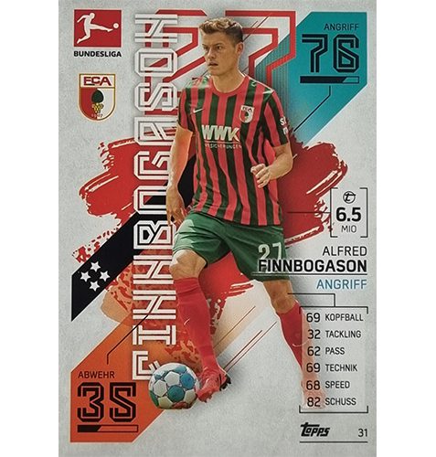 Topps Match Attax Bundesliga 2021/22 Nr 031 Alfred Finnbogason