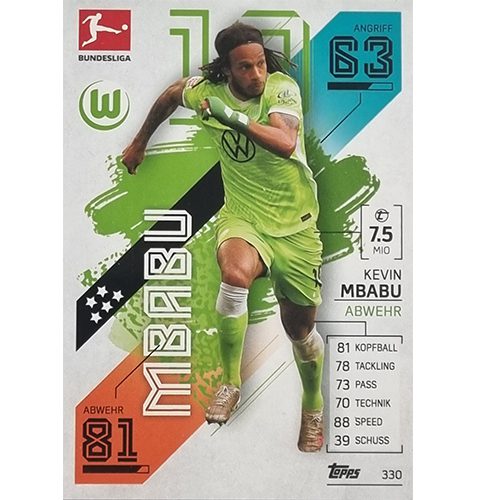 Topps Match Attax Bundesliga 2021/22 Nr 330 Kevin Mbabu