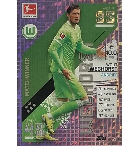 Topps Match Attax Bundesliga 2021/22 Nr 340 Wout Weghorst