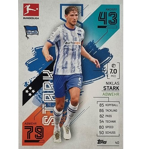 Topps Match Attax Bundesliga 2021/22 Nr 040 Niklas Stark