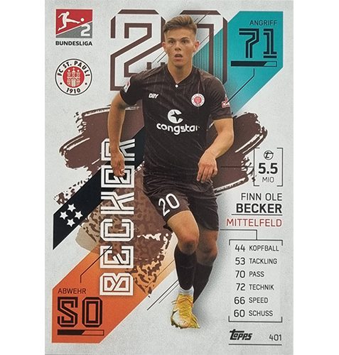 Topps Match Attax Bundesliga 2021/22 Nr 401 Finn Ole Becker