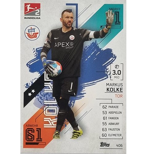 Topps Match Attax Bundesliga 2021/22 Nr 406 Markus Kolke