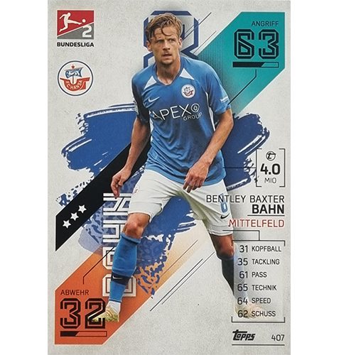 Topps Match Attax Bundesliga 2021/22 Nr 407 Bentley Baxter Bahn