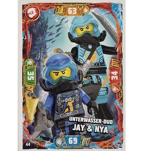 Lego Ninjago Serie 7 Trading Cards Geheimnisse der Tiefe - Nr 044 Unterwasser- Duo Jay & Nya