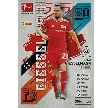 Topps Match Attax Extra 2021/22 Bundesliga Nr - 465 Niko Giesselmann