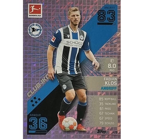 Topps Match Attax Extra 2021/22 Bundesliga Nr - 478 Fabian Klos Club Ikone