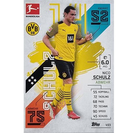 Topps Match Attax Extra 2021/22 Bundesliga Nr - 493 Nico Schulz