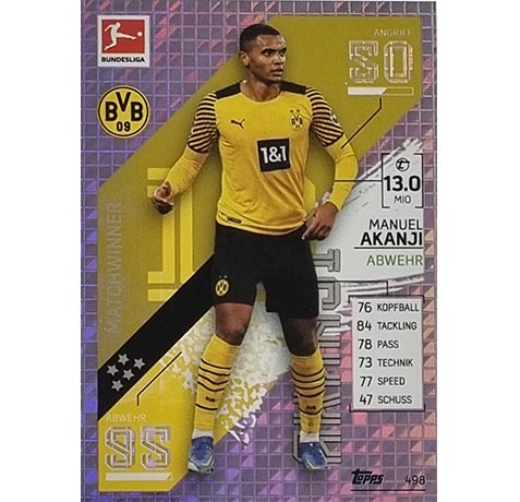 Topps Match Attax Extra 2021/22 Bundesliga - 498 Manuel Akanji Matchwinner