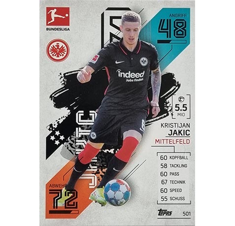 Topps Match Attax Extra 2021/22 Bundesliga Nr - 501 Kristijan Jakic