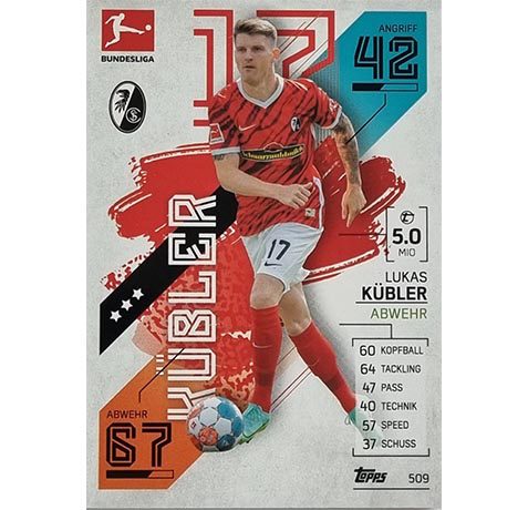 Topps Match Attax Extra 2021/22 Bundesliga Nr - 509 Lukas Kübler