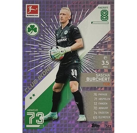 Topps Match Attax Extra 2021/22 Bundesliga Nr - 523 Sascha Burchert Club-Ikone