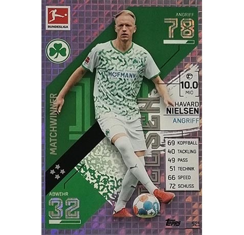 Topps Match Attax Extra 2021/22 Bundesliga Nr - 525 Havard Nielsen Matchwinner