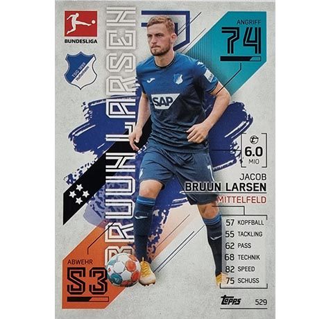 Topps Match Attax Extra 2021/22 Bundesliga Nr - 529 Jacob Bruun Larsen