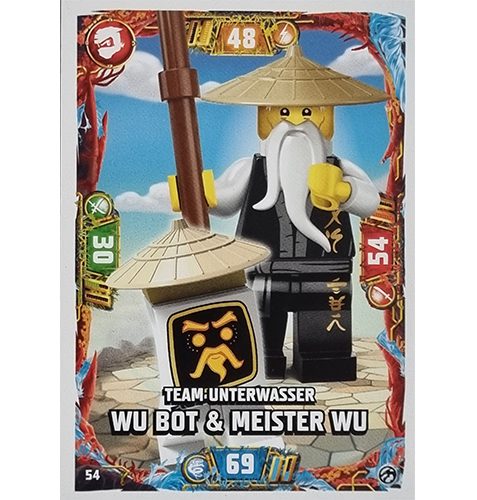 Lego Ninjago Serie 7 Trading Cards Geheimnisse der Tiefe - Nr 054 Wu Bot & Meister Wu