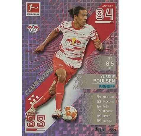 Topps Match Attax Extra 2021/22 Bundesliga Nr - 550 Yussuf Poulsen Club-Ikone