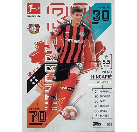 Topps Match Attax Extra 2021/22 Bundesliga Nr - 555 Piero Hincapie