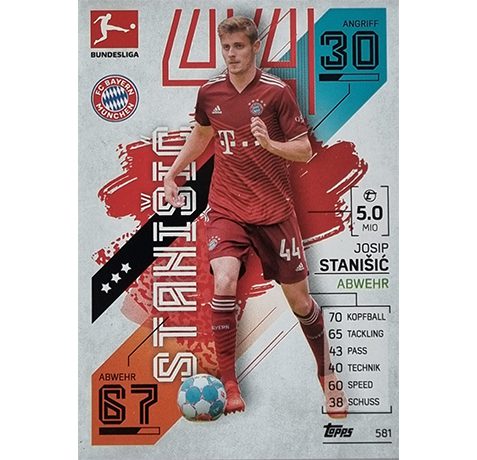 Topps Match Attax Extra 2021/22 Bundesliga Nr - 581 Josip Stanisic